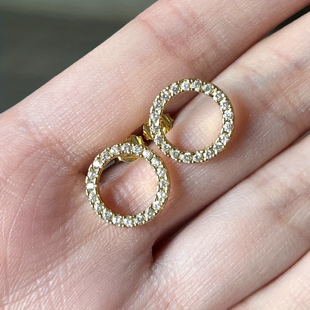 Women's Elegant Copper Circle Drop Earrings with Synthetic Cubic Zirconia